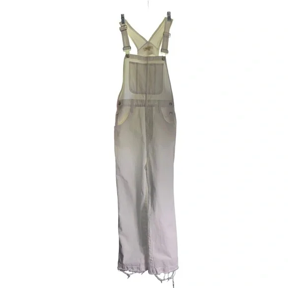 Madewell White Straight Leg Overalls with Raw Hem Style:H6642 Preppy Classic - Picture 7 of 11